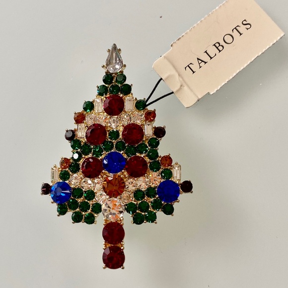 Talbots Multicolor Gem Christmas Tree Brooch - Picture 1 of 5